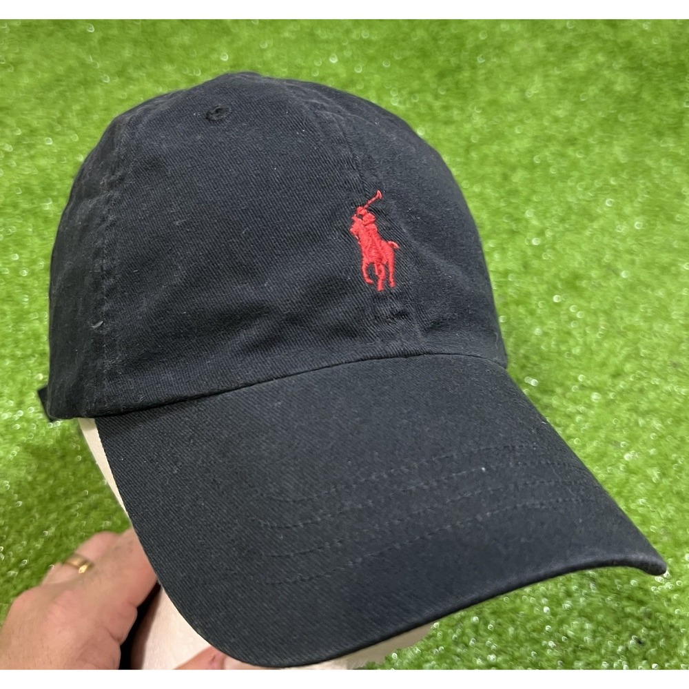 RL Ralph Lauren Polo Hat Black Adjustable Polo Logo Dad Hat EUC Preppy